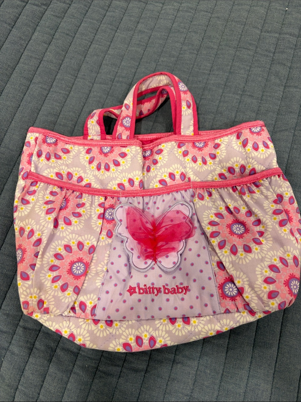 American Girl bitty baby Pink Butterfly Diaper Bag